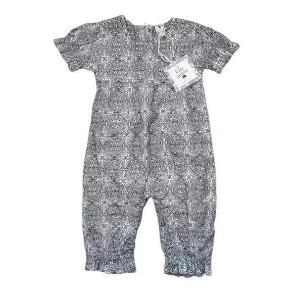 NWT - Kate Quinn Black and White Abstract Short Sleeve Jump Suit - Size 6-12m - Picture 1 of 4